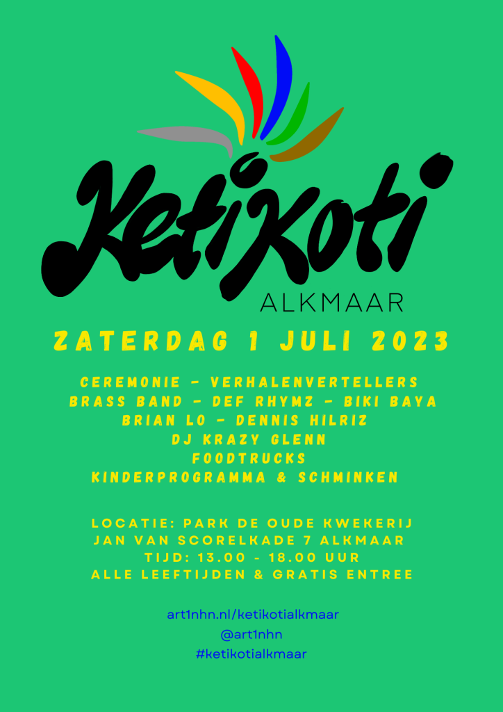 Flyer Keti Koti Alkmaar op 1 juli